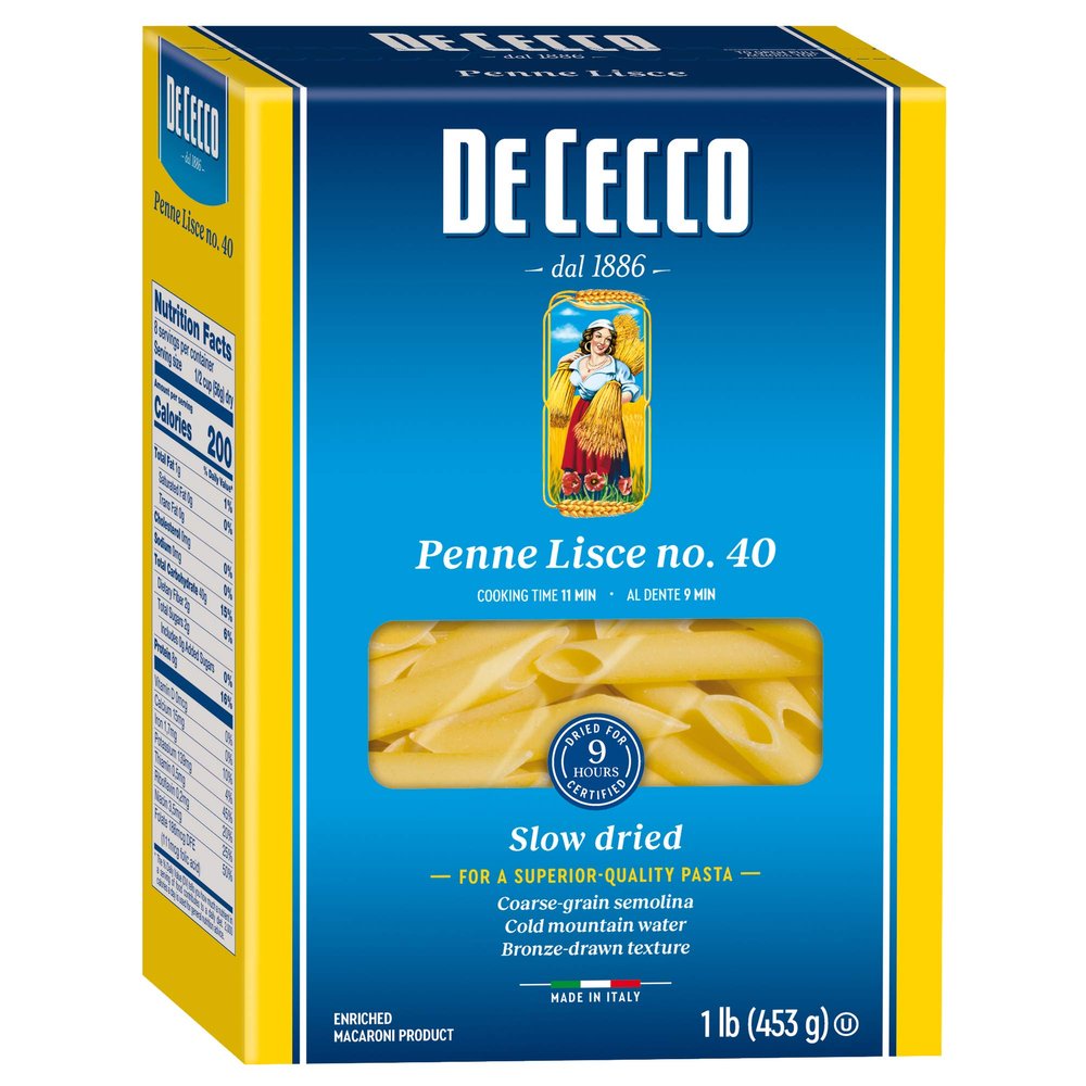 De Cecco Semolina Pasta, Penne Lisce No.40, 1 Pound