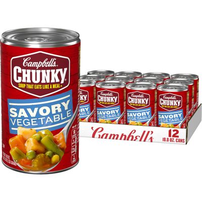Campbells Chunky Soup, Savory Vegetable Soup, 18.8 Oz Can (Case of 12)