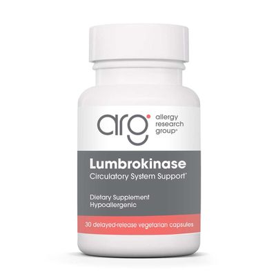 ARG Lumbrokinase Circulatory System Support - Delayed-Release Enzyme Supplement - Circulatory & Cardiovascular Health - Supports Healthy Blood Flow - Non-GMO & Gluten-Free - 15 Servings - 30 Capsules