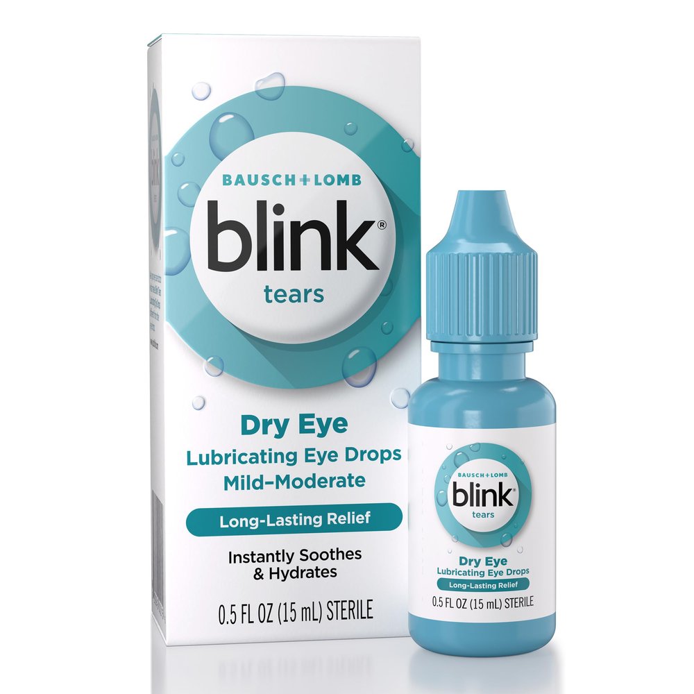 Blink Tears Lubricating Drops, Dry Eye Symptom Relief, Hyaluronate, 0.5FlOz