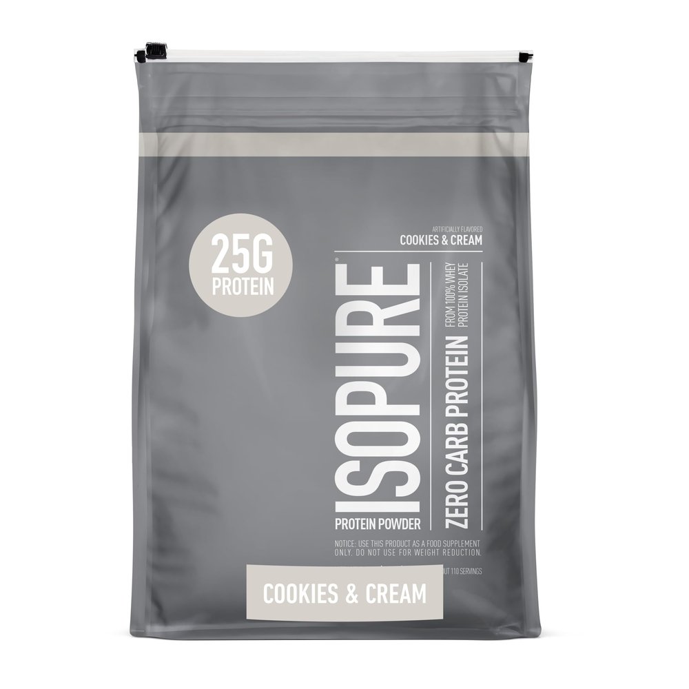 Isopure Zero Carb, Vitamin C and Zinc for Immune Support, 25g Protein, Keto Friendly Protein Powder, 100% Whey Protein Isolate, Flavor: Cookies & Cream, 7.5 Pounds (Packaging May Vary)