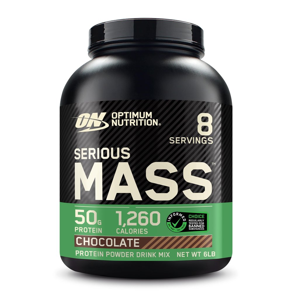 Optimum Nutrition Serious Mass, Weight Gainer Protein Powder, Mass Gainer, Vitamin C and Zinc for Immune Support, Creatine, Chocolate, 6 Pound (Packaging May Vary)