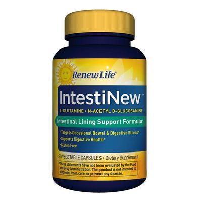 Renew Life IntestiNew Intestinal Lining Support Formula, Dietary Supplement Supports Digestive Health, L-Glutamine, Dairy, Soy and gluten-free 90 Vegetarian Capsules