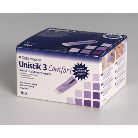 Owen Mumford Unistik 3 Lancets Extra 21g 2.0mm Orange