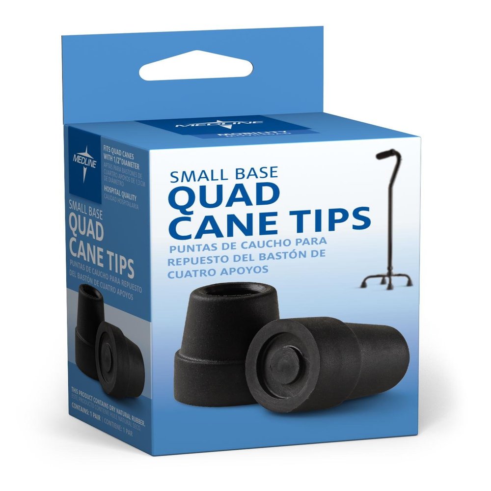 1/2" Tips for Small Base Cane, Black- Box contains 1 pair