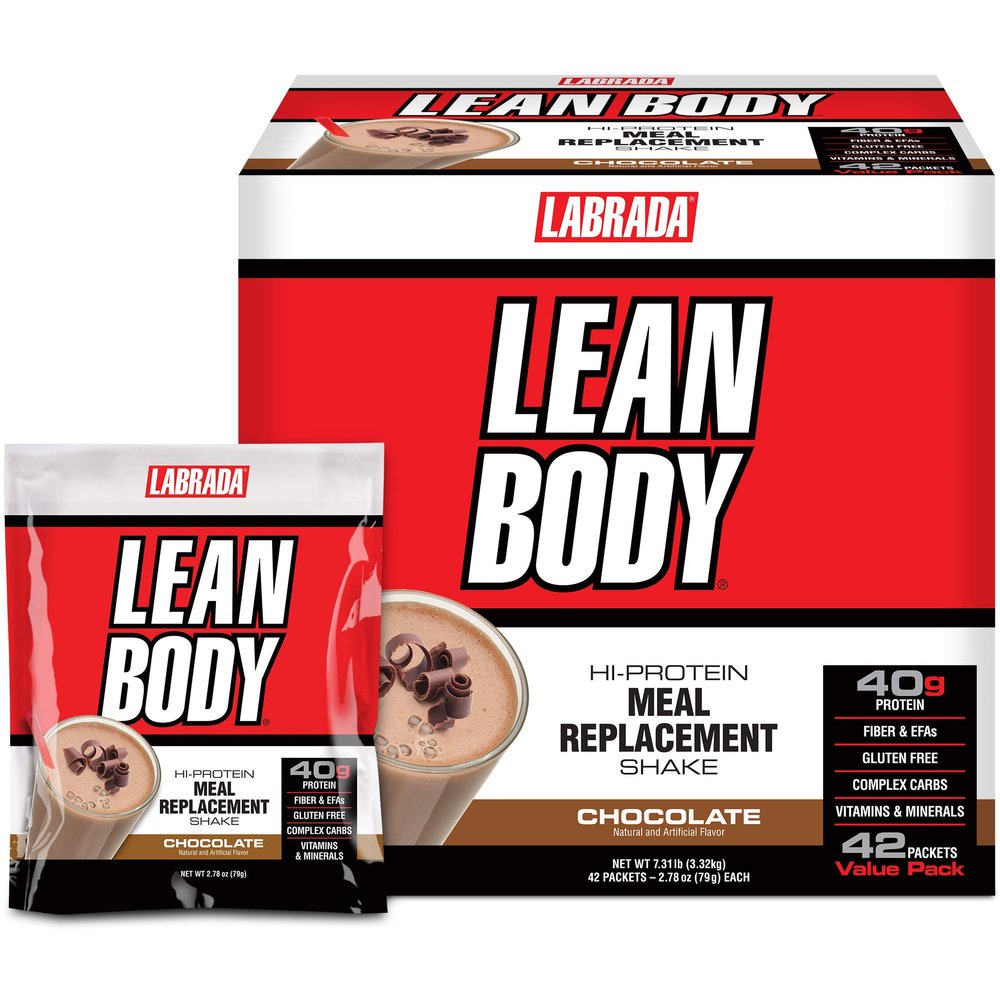 Lean Body All-in-One Chocolate Meal Replacement Shake. 40g Protein, Whey Blend, 8g Healthy Fats & Fibre,22 Vitamins and Minerals, No Artificial Colours, Gluten Free, (40 MRP Packets)