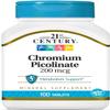 21st Century Chromium Picolinate, 200 mcg, 100 Tablets view 1