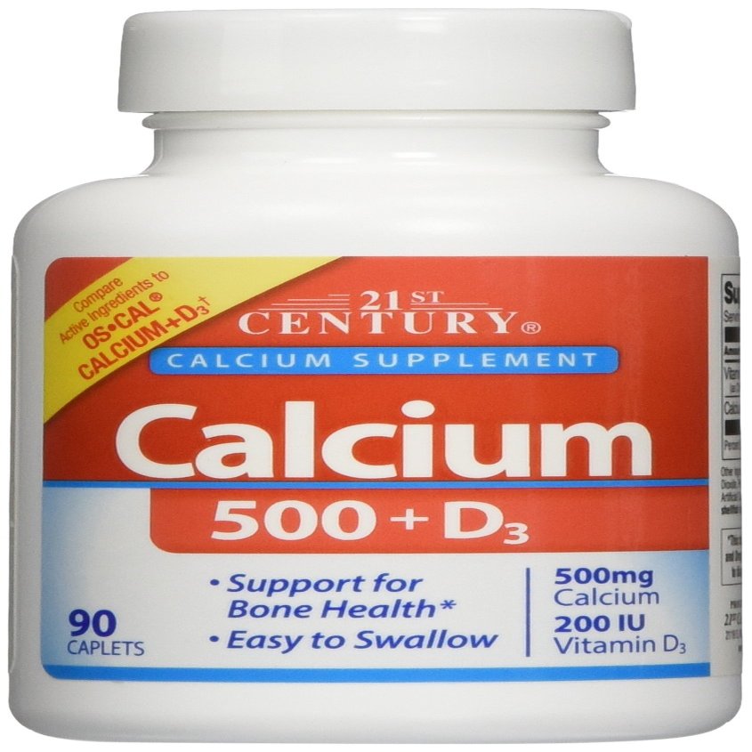 21st Century Calcium 500 Mg (Oyster Shell) Tablets, 90 Count (Pack of 2)