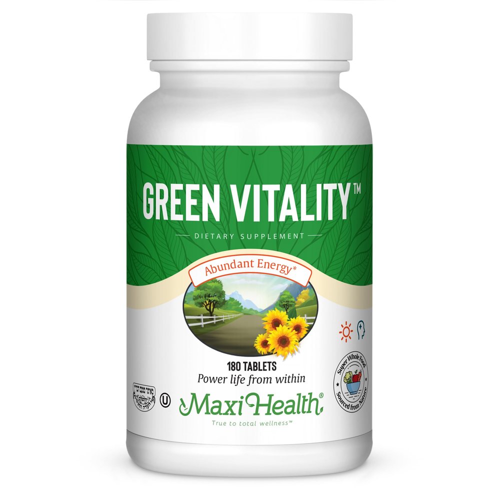 Super Greens Capsules  Green Vitality Tablets with Spirulina, Wheat Grass, Barley Grass & Chlorella  Natural Green Vitamins & Superfood Supplement for Energy, Detox & Immune Support  180 Tablets