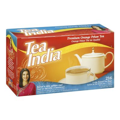 Tea India Assam Tea Blend, Orange Pekoe, 216 Round, 2-Cup Tea Bags, 24-Ounce Box