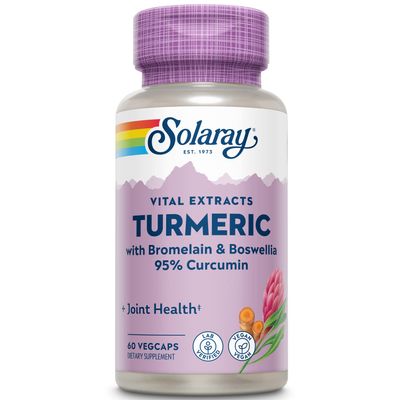 SOLARAY Turmeric Supplement with Bromelain and Boswellia, 95% Curcumin, Turmeric Curcumin Supplement for Joint Support, Gallbladder, Liver Support, Non-GMO, Vegan, 60-Day Guarantee, 60 Servings