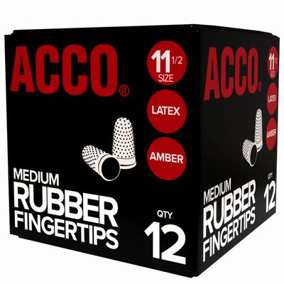ACCO Rubber Finger Tips, Size 11.5 (Small/Medium), 5/8" Base Diameter, Nubbed for Better Gripping, 12 Count Box (S7054035)