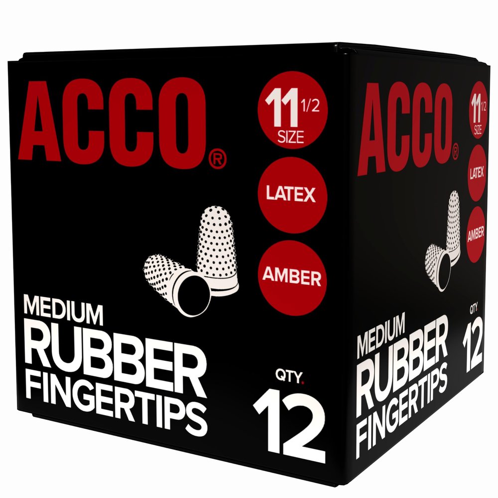 ACCO Rubber Finger Tips, Size 11.5 (Small/Medium), 5/8" Base Diameter, Nubbed for Better Gripping, 12 Count Box (S7054035)
