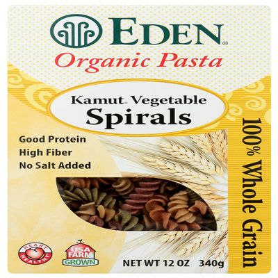 Eden Organic Kamut Vegetable Spirals, 12 oz, 100% Whole Grain, Non-GMO,
