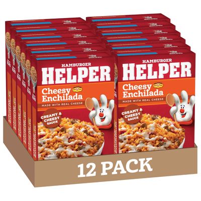 Hamburger Helper Cheesy Enchilada Pasta Meal (7.5 oz - 12 Pack) No Artificial Flavors, Ready in 3 Easy Steps, Quick Meals Perfect for Midweek Dinners, Busy Evenings & Families On-the-Go