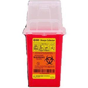 BD 1.5 Qt. Phlebotomy Nestable Sharps Collector, Red Base/Natural Top, Dual Access, 1 Each, BD 305487