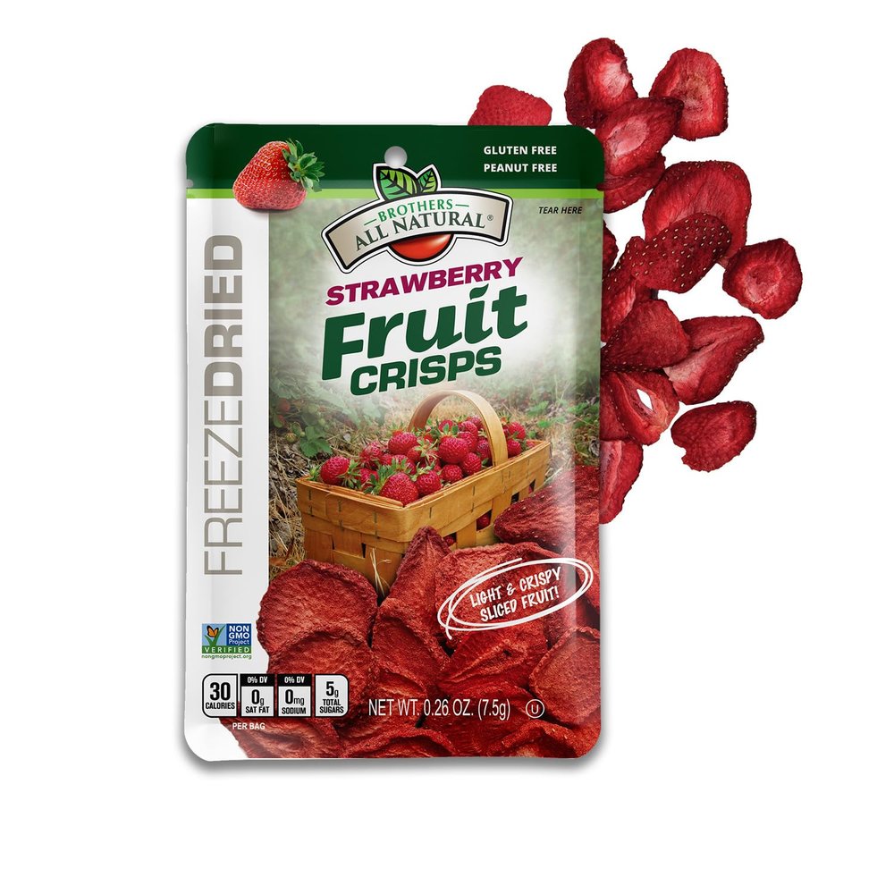 Brothers All Natural Freeze Dried Fruit Crisps, Strawberry, 0.26 Oz (Pack of 24), Made with 100% Fruit, Gluten Free, Soy Free, Vegan, Healthy Snack, Lunch Box Ready