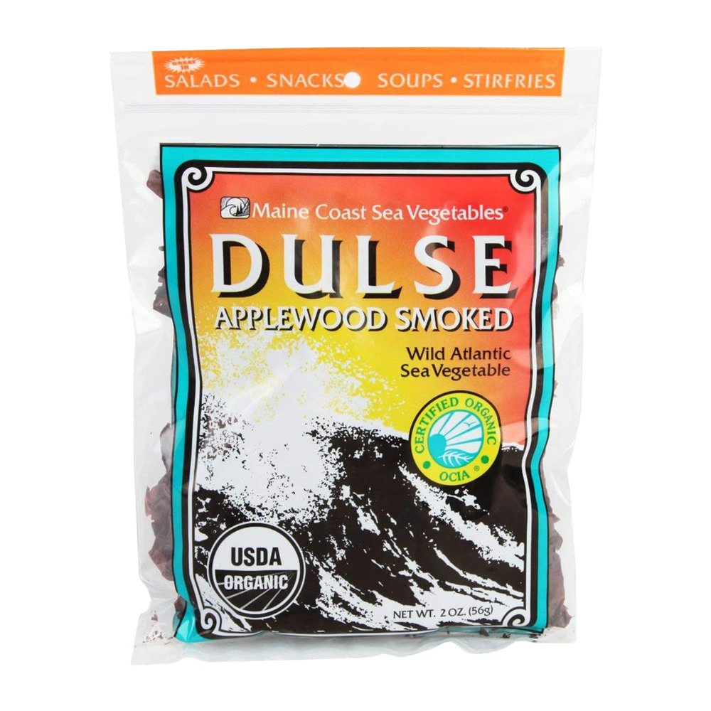 Maine Coast Sea Vegetables Organic Smoked Dulse Whole Leaf Bag | Nutritious Food & Seaweed Snacks | Good Source of Iodine & Minerals | North Atlantic Harvest | Great for Salad, Soup, Sandwiches | 2 oz