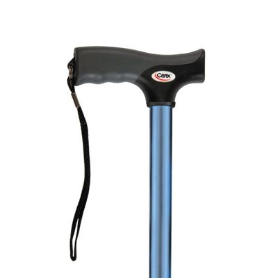 Carex Soft Grip Walking Cane with Strap, Anti-Slip Walking Cane for Easy Maneuvering, Walk Stick for Seniors & Adults with Added Support and Adjustable for Balance, Supports up to 250 lbs, Blue