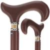 Soft Genuine Leather Grip Brown Cane - Leather Wrapped Shaft & Derby Handle - Stylish Two-Tone Collar - Walking Cane for Men and Women - Walking Cane for Women and Men