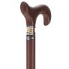 Soft Genuine Leather Grip Brown Cane - Leather Wrapped Shaft & Derby Handle - Stylish Two-Tone Collar - Walking Cane for Men and Women - Walking Cane for Women and Men view 4
