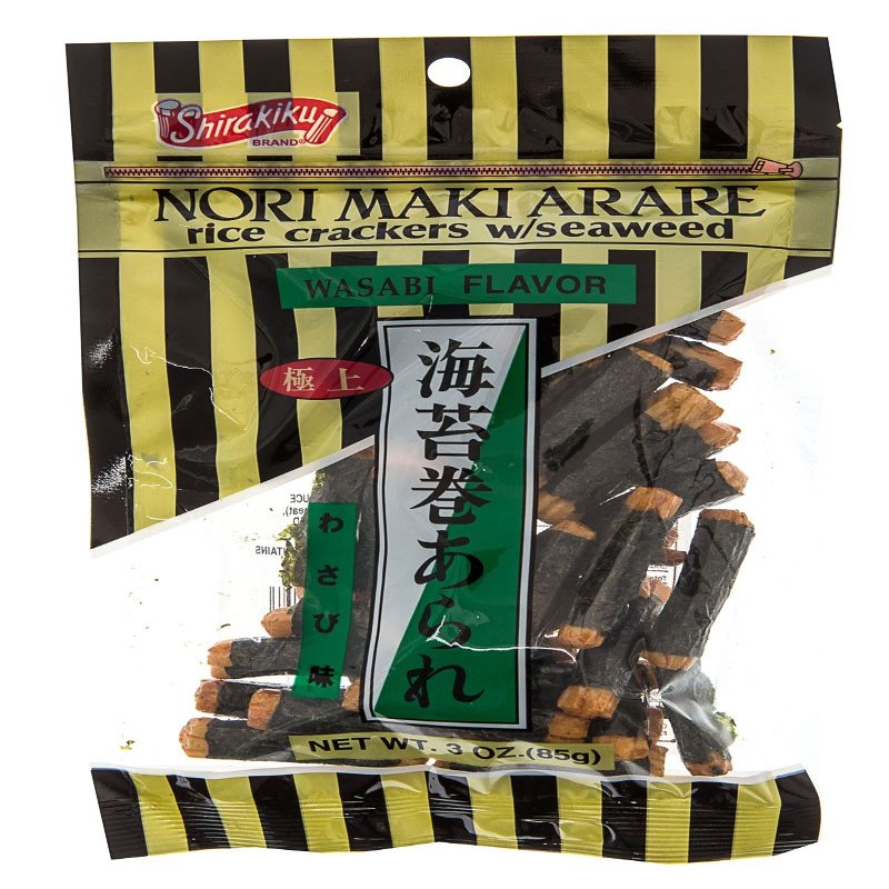 Shirakiku Rice Cracker Norimaki Wasabi, 3-Ounce Units (Pack of 36)