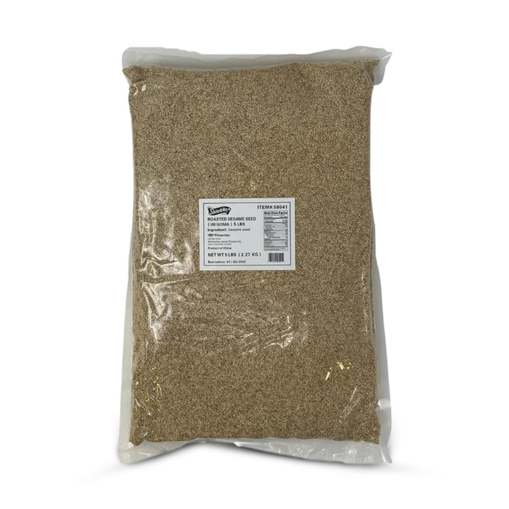 Shirakiku Roasted Sesame Seeds (IRI GOMA) | Perfect for Salad, Sushi, and Noodles Topping | Toasted Sesame Seeds with an Enticing Aroma, Flavor, and Crunch, 5 lb - ( Pack of 1 )