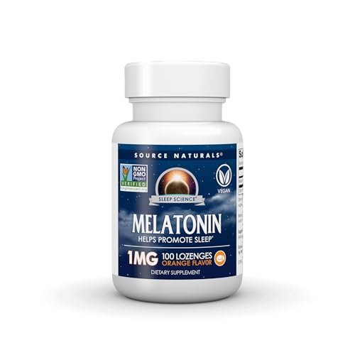 Source Naturals Sleep Science Melatonin, Non GMO Project Verified, Melatonin Dietary Supplement, 1mg - 100 Orange Flavored Lozenges