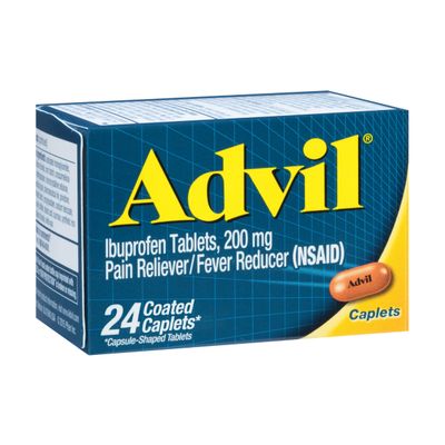 Advil Ibuprofen Coated Caplets Pain Reliever and Fever Reducer 200 Milligram 24Ct