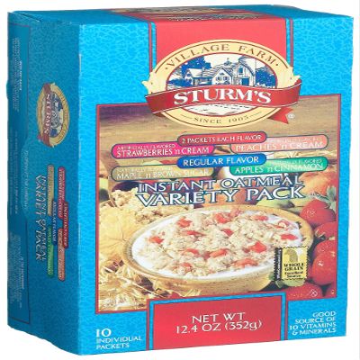 Sturm's Village Farm Instant Oatmeal, Variety Pack 10 Count, 12.67 Ounce Boxes (Pack of 12)