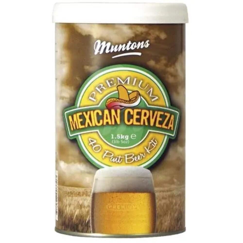 Muntons Beer Making Kit - Mexican Cerveza Premium Range Kit - Includes Beer Making Ingredients - Home Brewing Kit Makes 66 Bottles of Beer (23 Liters Total)