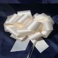 10 Pull String Bows - Gift Wrap Packaging - 5" 20 Loops - 1 1/4" - Ivory