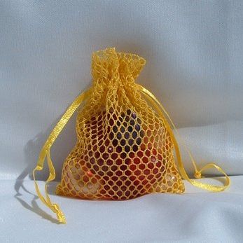 Bridescove 3x4 Mesh Fishnet Wedding Favor Gift Bags/Jewelry Pouches - Gold (10 Bags)