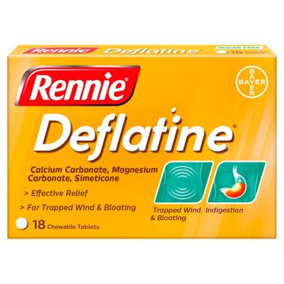 Rennie Deflatine Trapped Wind & Bloatedness Relief Tablets sugar free mint 18 tablets