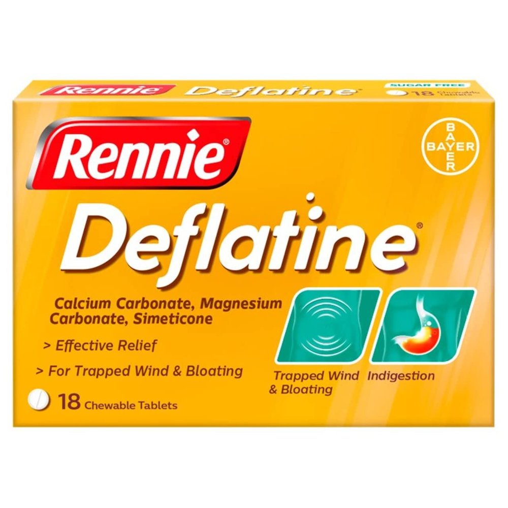 Rennie Deflatine Trapped Wind & Bloatedness Relief Tablets sugar free mint 18 tablets