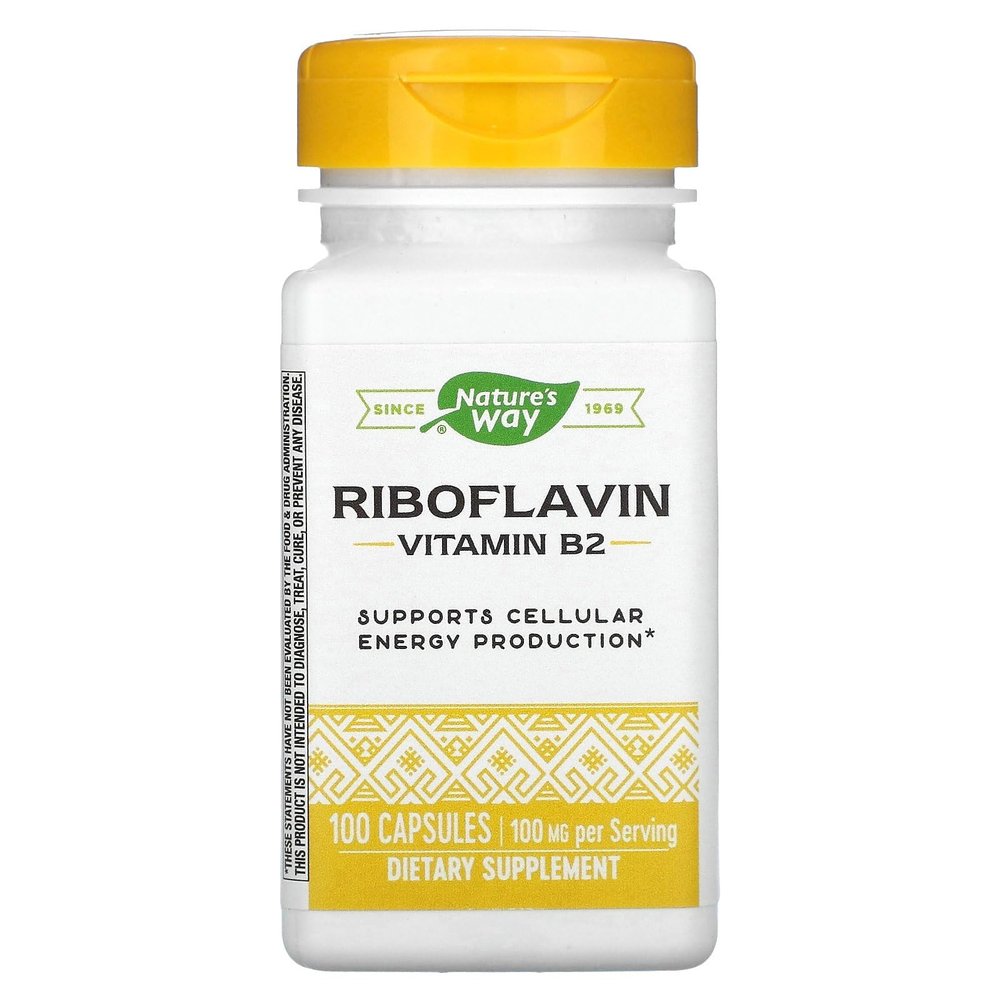 Nature's Way Vitamin B2, 100 mg Riboflavin, 100 Capsules, Pack of 2