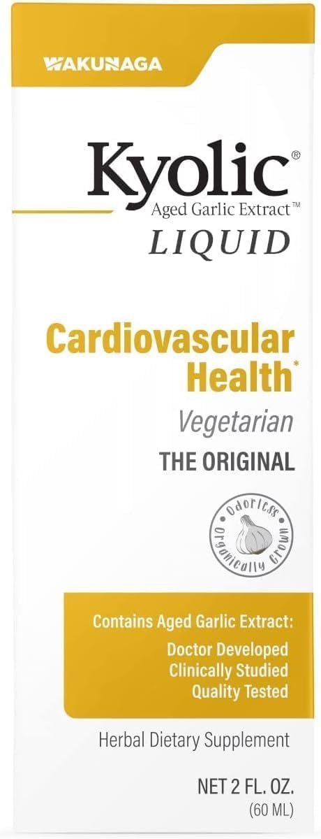 Kyolic Aged Garlic Extract Cardiovascular Health*, Liquid 2 Ounces (60 ml), with 60 Capsules