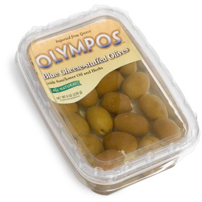 Olympos Blue Cheese Stuffed Olives, 8-Ounce Packages (Pack of 4)