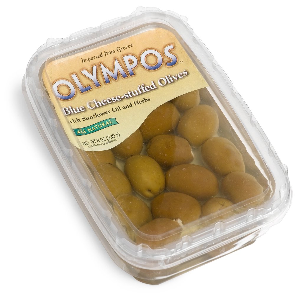 Olympos Blue Cheese Stuffed Olives, 8-Ounce Packages (Pack of 4)