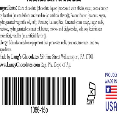 Langs Chocolates Assorted Dark Chocolates Certified Kosher-dairy Box of Chocolates for Gifting Caramel, Peanut Butter, Cashew Cluster, Meltaways & More Belgium Style 32 Piece Box