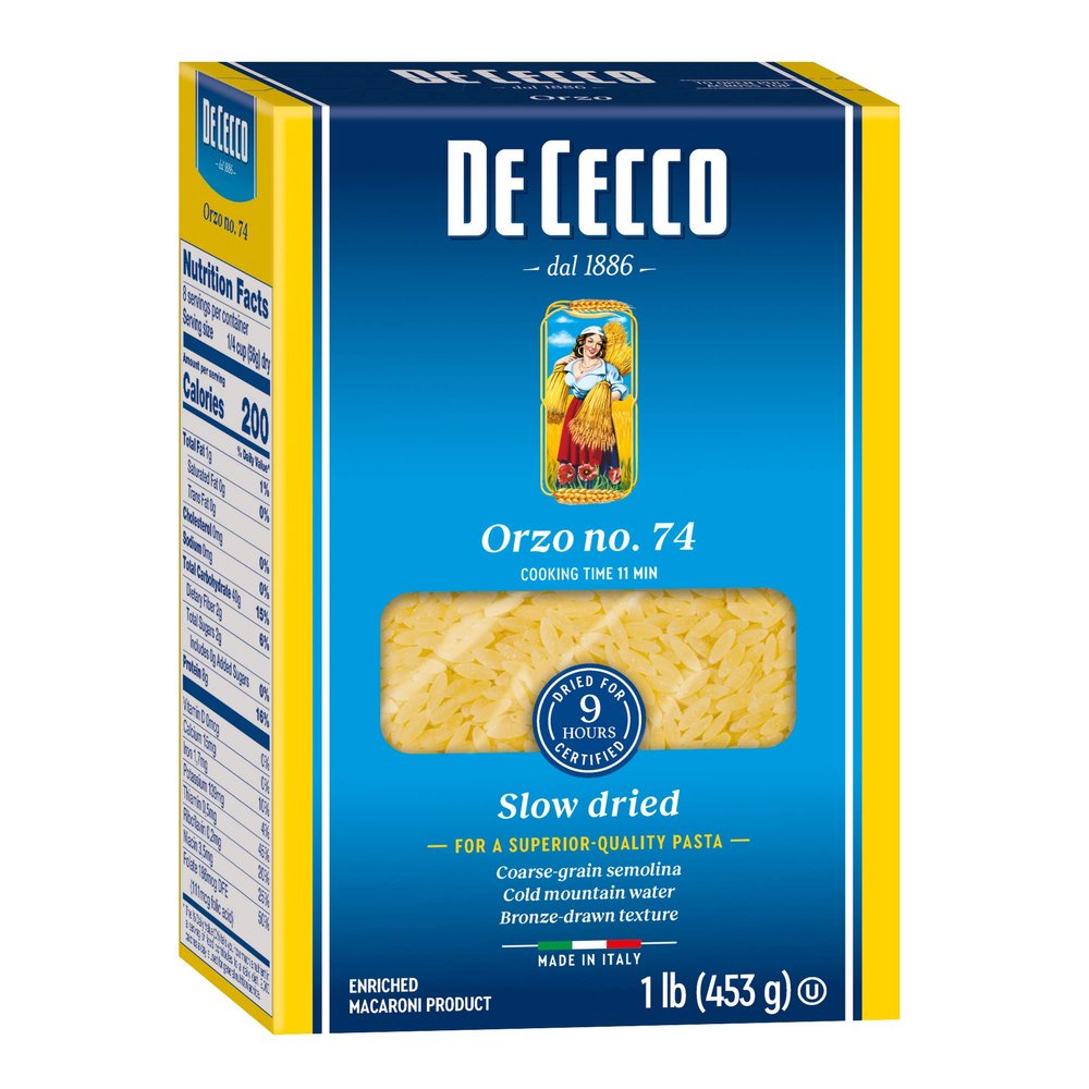 De Cecco Semolina Pasta, Orzo No.74, 1 lb