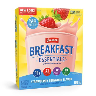 Carnation Instant Breakfast Essentials, Strawberry, 10 Count Box, 1.26-Ounce Packages (Pack of 3)