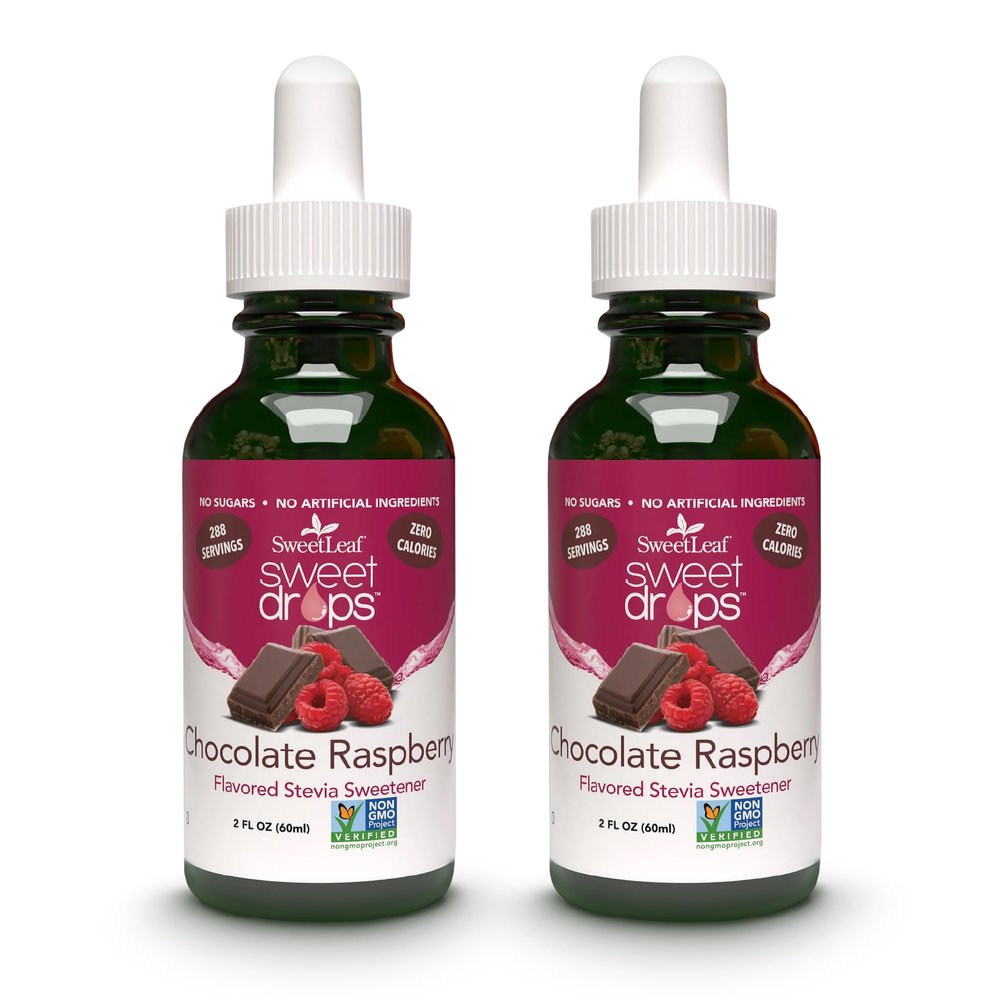 SweetLeaf Sweet Drops - Flavored Stevia Liquid Sweetener, Organic Stevia Extract, Zero Calories, Gluten Free, Keto Friendly, Non GMO, Natural Flavors - Chocolate Raspberry, 2 Fl Oz (Pack of 2)