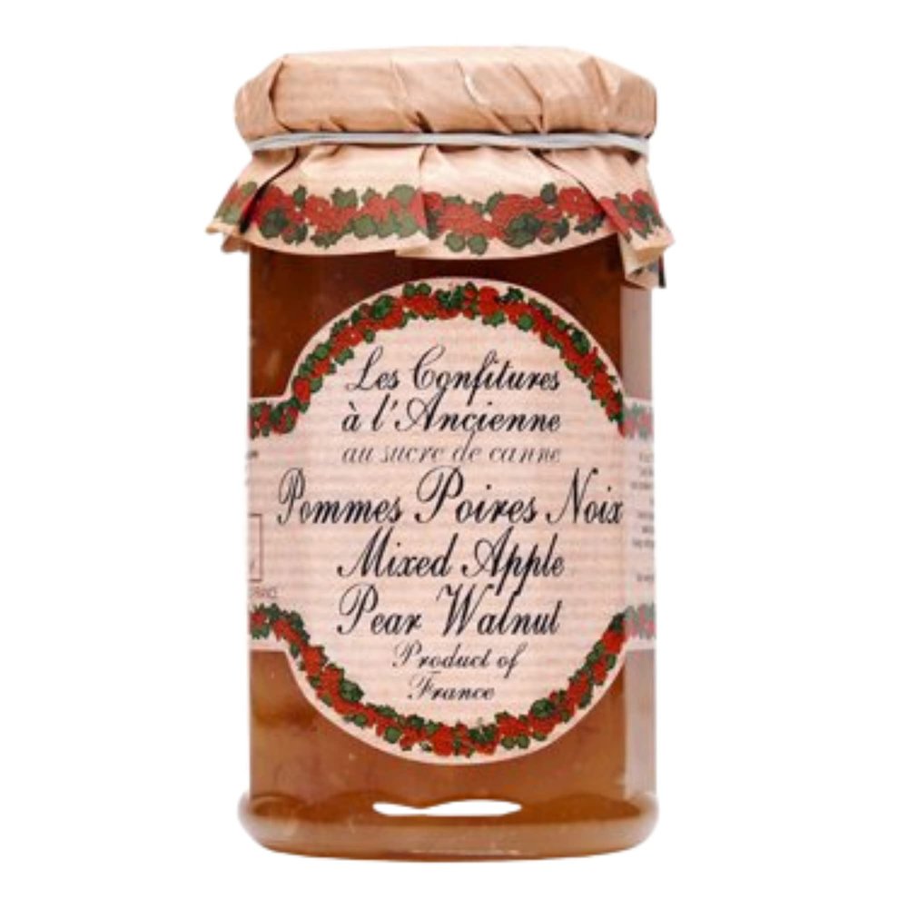 Apple Pear Walnut Jam Andresy All natural French jam pure sugar cane 9 oz jar Confitures a l'Ancienne, One