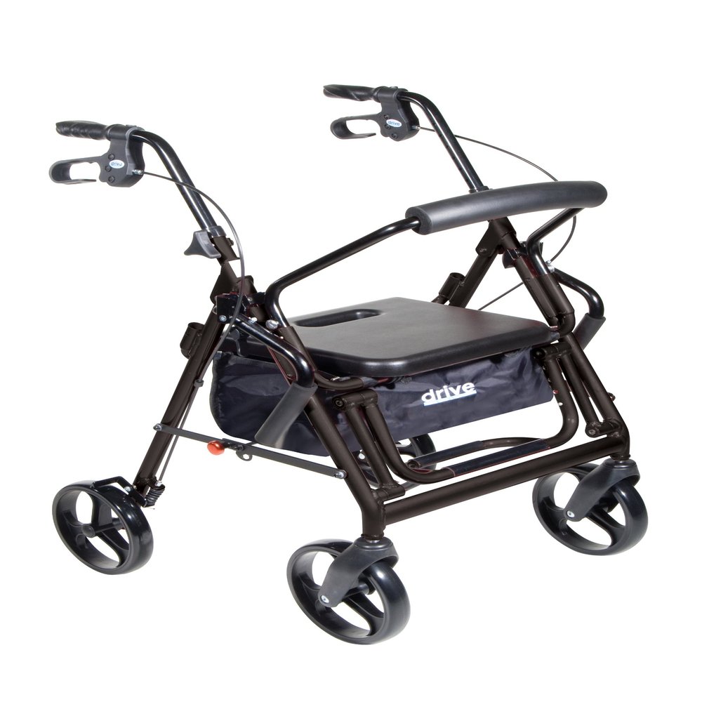 Drive Medical 795BK Duet Folding Transport Wheelchair and Rollator Walker, Black