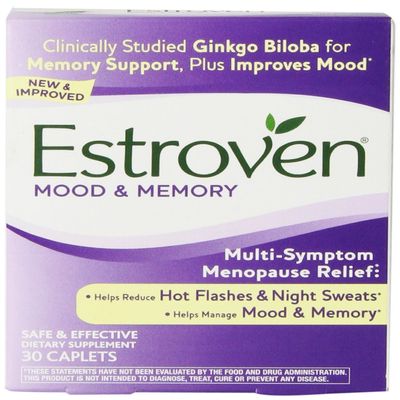 Estroven Plus Mood & Memory Caplets for Menopause, 30-Count Boxes (Pack of 2)