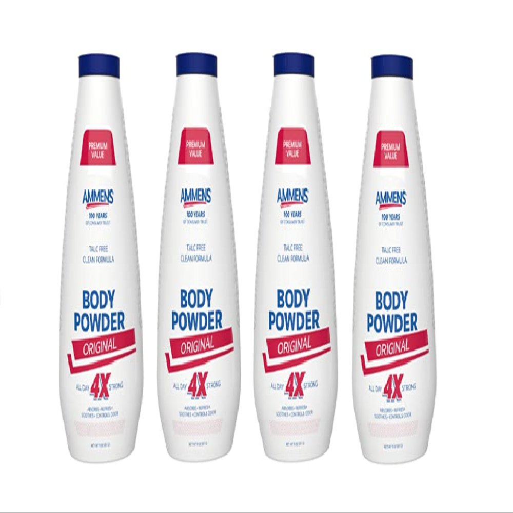 Ammens Body Powder Original  Talc-Free Clean Formula, All-Day 4X Strong Protection, 11 oz (Pack of 4)