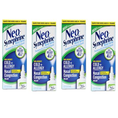 Neo-Synephrine Nasal Spray, Mild Formula, .5-Ounce Bottles (Pack of 4)
