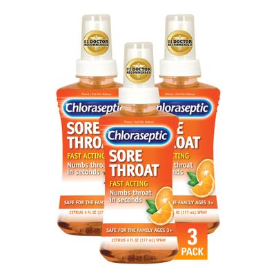 Chloraseptic Sore Throat Spray, Citrus Flavor, 6 fl oz, 3 Pack