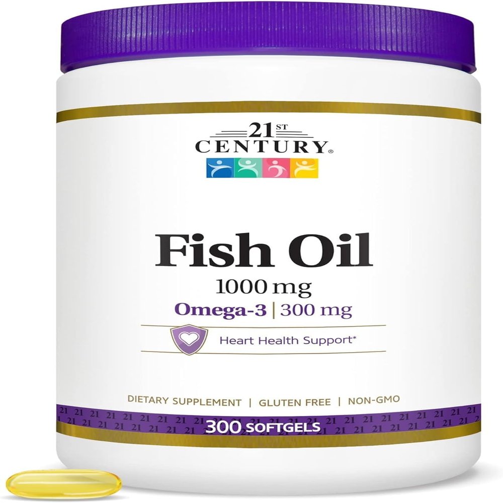 21st Century Fish Oil 1000 mg Softgels, 300-Count (Pack of 3)